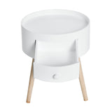 easycomfort easycomfort tavolino da salotto moderno in legno tavolino rotondo con cassetto tavolino da caffe per soggiorno e camera bianco ean 8054111846318
