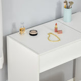 easycomfort easycomfort tavolo da trucco con specchio richiudibile tavolo da trucco moderno con sgabello vano contenitore 4 scomparti mdf bianco 80x40x79 cm ean 8054111848237