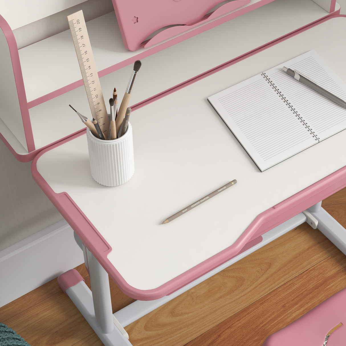 easycomfort easycomfortzonekiz set scrivania per bambini con sedia regolabile in altezza e piano inclinabile eta 6 12 anni rosa