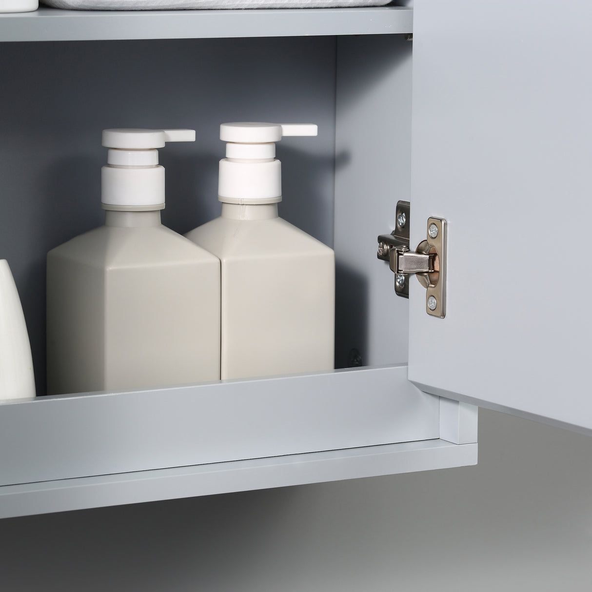 easycomfort easycomfort armadietto doppia porta a vetro con ripiano regolabile da bagno da parete legno 48x14 5x45cm grigio ean 8054111845229