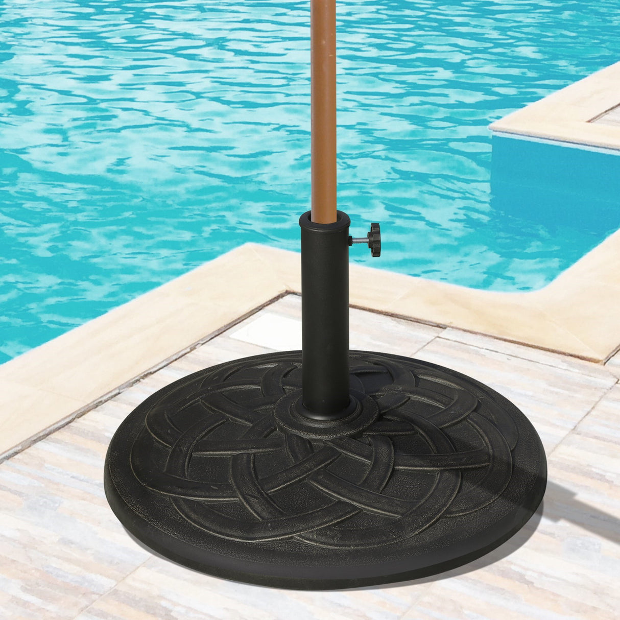 easycomfort easycomfort base per ombrellone in resina 19kg con decorazioni e accoppiatore antiruggine 54 5cm bronzo