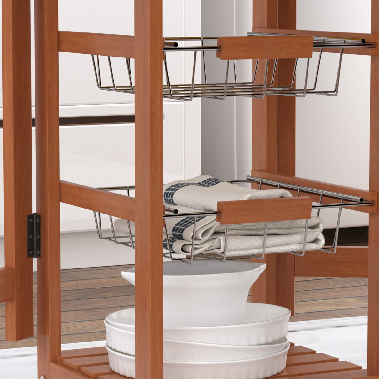 easycomfort easycomfort carrello da cucina con piano in mattonella servizio ausiliare legno metallo cromato 6 ruote cassetto ean 8054144131139