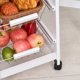 easycomfort easycomfort carrello portavivande pieghevole a 6 ruote con 3 cestini cassetto e 2 ribalte carrellino per cucina in mdf e metallo 37x37x77 5 cm bianco e legno