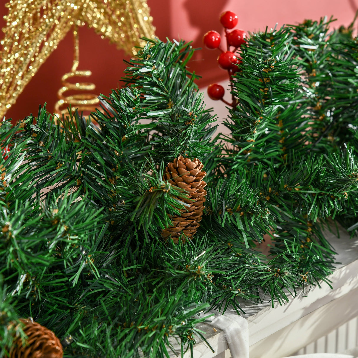 easycomfort easycomfort decorazioni natalizie set 4 pezzi con 2 alberelli di natale 40x90 cm ghirlanda natalizia e corona di natale