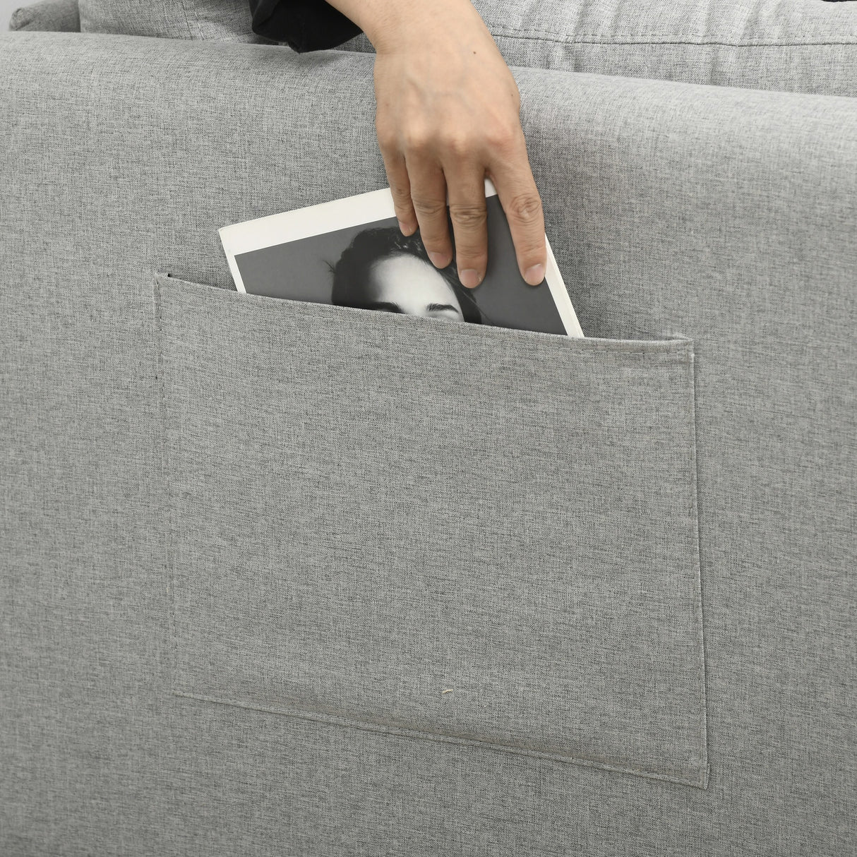easycomfort easycomfort divano 2 posti per soggiorno in tessuto effetto lino e acciaio con tasche laterali 143x73x77cm grigio