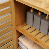 easycomfort easycomfort mobile bagno moderno a 2 ante con 2 ripiani ventilati in bambu 68x32x86 cm color legno