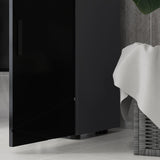 easycomfort easycomfort mobiletto bagno in truciolato con cassetto e armadietto a 2 livelli regolabili 30x30x82 cm nero e grigio