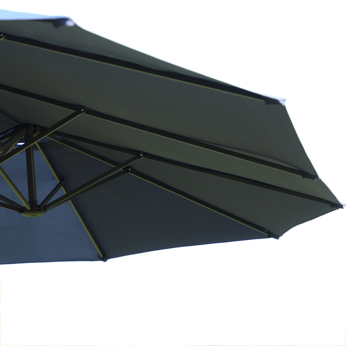 easycomfort easycomfort ombrellone da giardino doppio con apertura a manovella acciaio e poliestere 460x270x240 cm blu
