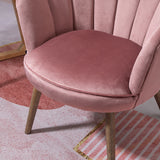 easycomfort easycomfort poltrona imbottita con schienale a conchiglia e gambe in legno poltrona in velluto per salotto e camera 66x66x78 5cm rosa