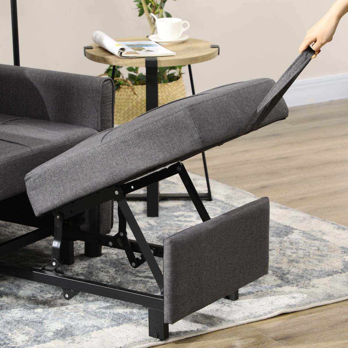 easycomfort easycomfort poltrona letto singolo reclinabile su 3 livelli con cuscino extra 69x82x85cm grigio