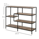 easycomfort easycomfort scaffale libreria asimmetrica in stile industriale in legno e metallo nero 120x32x95cm ean 8054144130903
