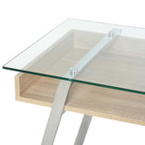 easycomfort easycomfort scrivania da computer di design con piano in vetro temperato di 9mm e telaio in legno e acciaio per casa ufficio ean 8055776910307