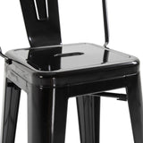 easycomfort easycomfort set 4 sgabelli da bar impilabile sedie alti da cucina in metallo con schienale rimovibile design industriale con poggiapiedi 44x49x116cm nero ean 8055776913988
