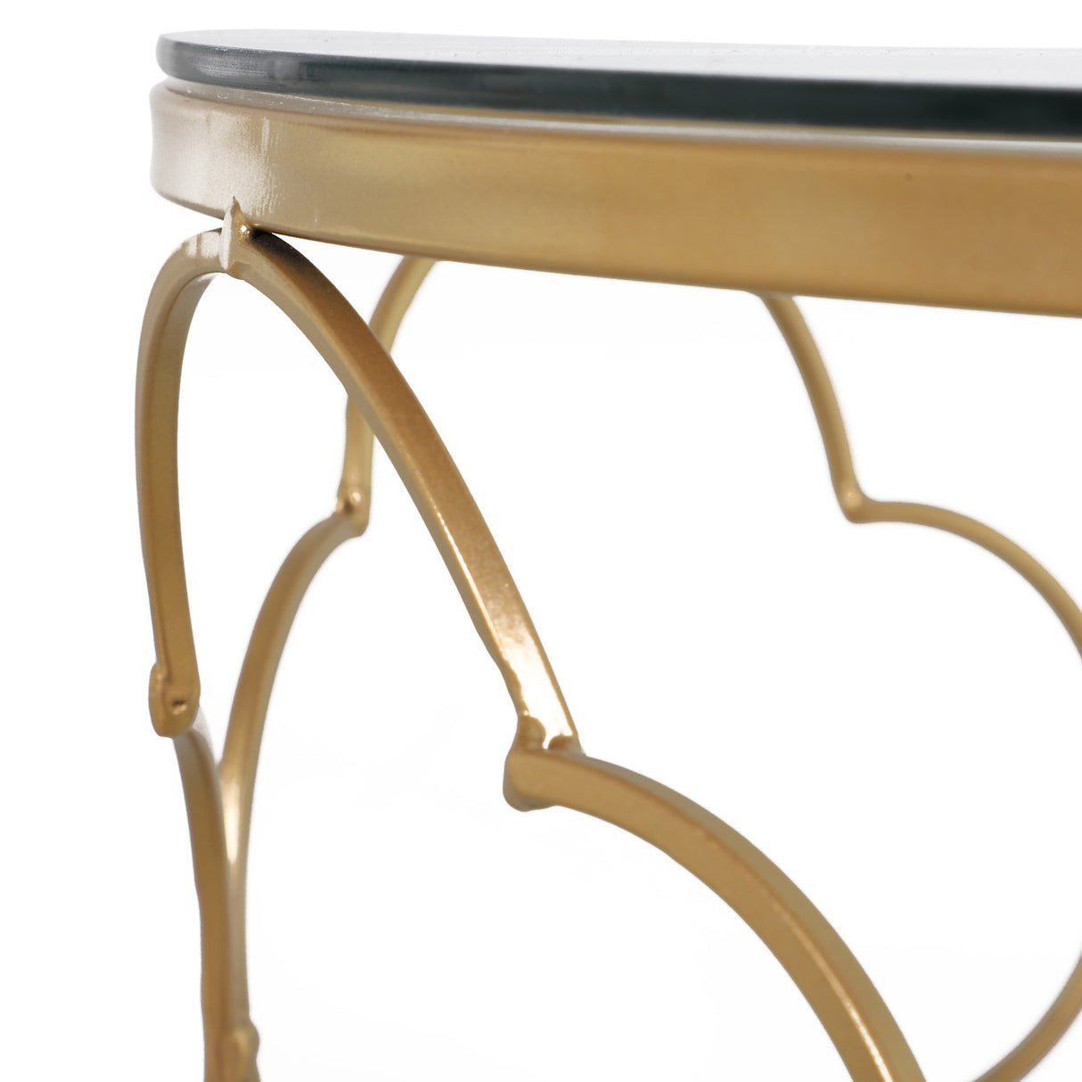 easycomfort easycomfort set di 2 tavolini da salotto impilabili art deco in metallo con piano in vetro oro