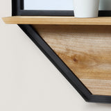 easycomfort easycomfort specchio da parete ottagonale in metallo con mensola in legno 61x61cm nero