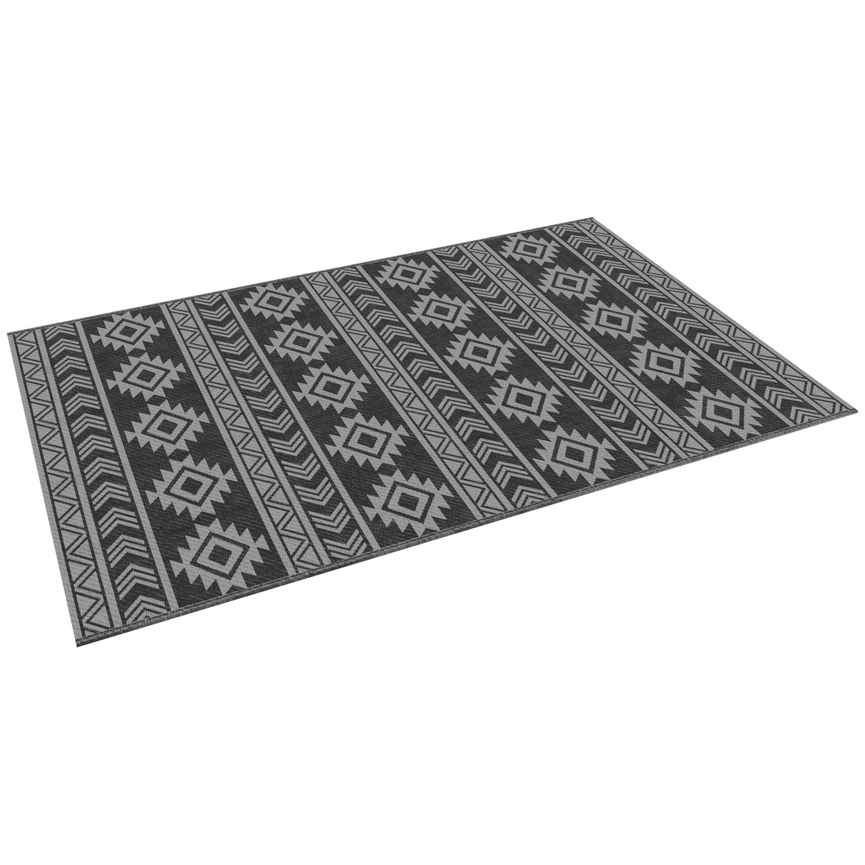 easycomfort easycomfort tappeto moderno per esterni nero e grigio in pp con design reversibile e pieghevole 182x274 cm