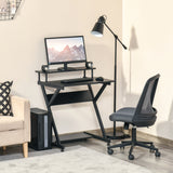 easycomfort easycomfort tavolo porta pc salvaspazio con ripiano monitor rialzato 70x60x85 5cm legno nero