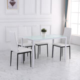 easycomfort easycomfort tavolo rettangolare da 4 persone per cucina e soggiorno tavolo moderno in metallo e vetro temperato 120x60x75 cm bianco