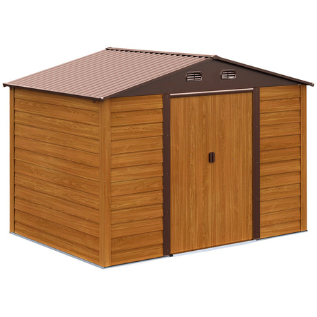 immagine-1-easycomfort-easycomfort-casetta-da-giardino-porta-attrezzi-in-acciaio-con-porte-scorrevoli-278x195x215cm-marrone