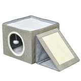 immagine-1-easycomfort-easycomfort-cuccia-per-gatti-pieghevole-e-portatile-casetta-per-gatti-con-pannello-tiragraffi-2-cuscini-e-pallina-in-peluche-e-tessuto-grigio