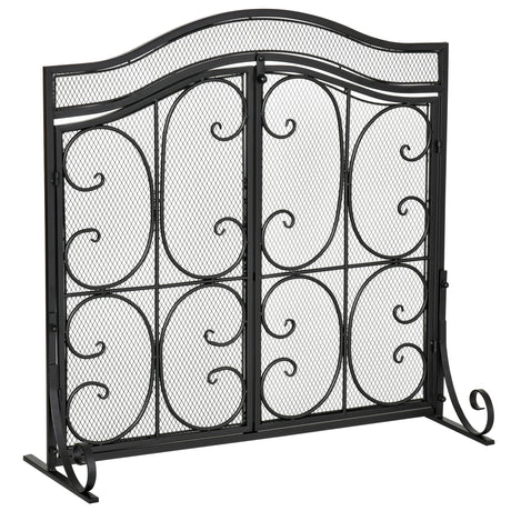 immagine-1-easycomfort-easycomfort-parascintille-per-camino-in-metallo-con-2-porte-chiusura-a-clip-88x30x89cm-nero