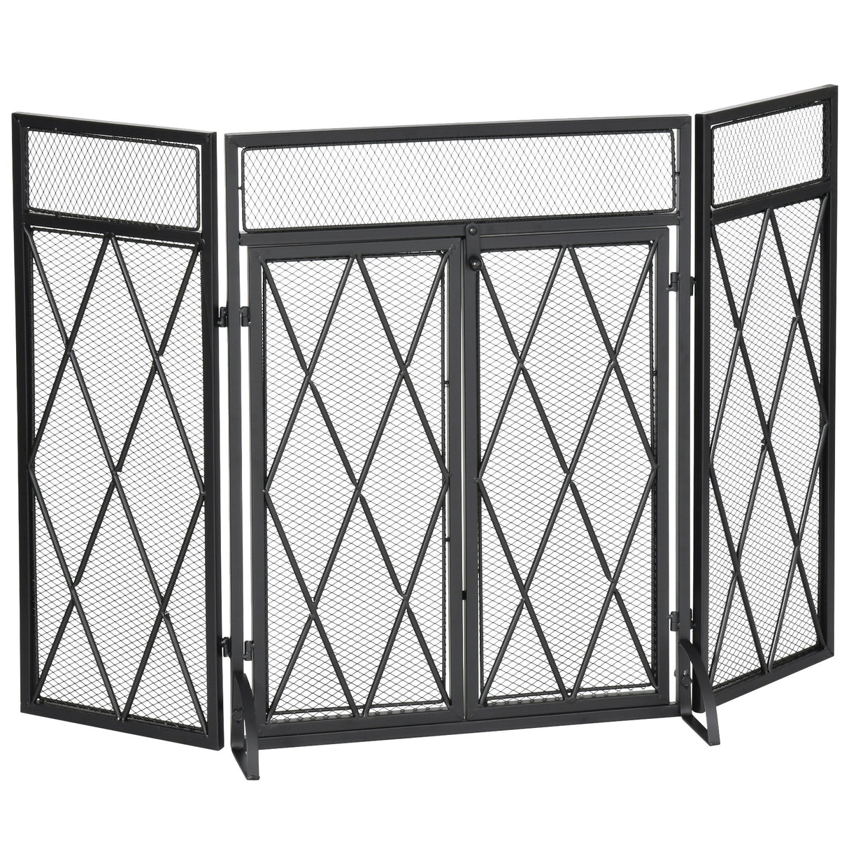 immagine-1-easycomfort-easycomfort-parascintille-per-camino-in-metallo-con-3-pannelli-pieghevoli-e-2-porte-120x11-5x79cm-nero