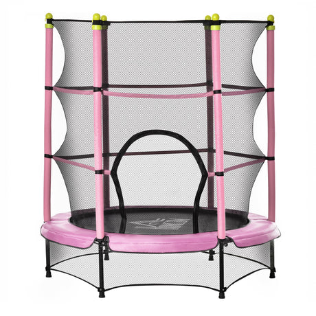 immagine-1-easycomfort-easycomfort-tappeto-elastico-per-bambini-3-6-anni-con-rete-bordo-imbottito-e-corde-elastiche-trampolino-da-giardino-140x158cm-rosanero