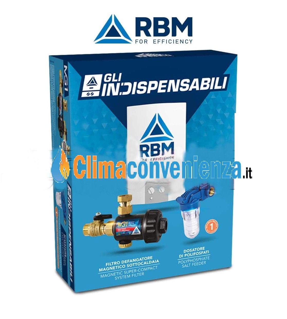 immagine-1-rbm-a-kit-salvacaldaia-rbm-gli-indispensabili-filtro-defangatore-magnetico-mg1-dosatore-polifosfati-ean-8019495497686