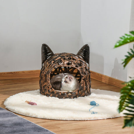 immagine-2-easycomfort-easycomfort-cuccia-per-gatti-cesta-per-gatti-adulti-fino-4-5kg-cesta-in-vimini-sintetico-a-forma-di-gatto-marrone