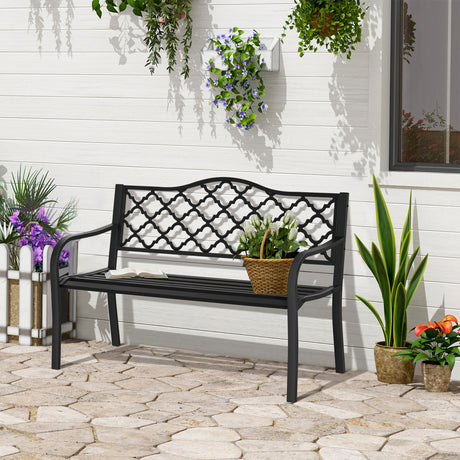 immagine-2-easycomfort-easycomfort-panchina-da-esterno-2-posti-in-acciaio-e-ghisa-con-braccioli-e-schienale-decorato-128x58-5x89cm-nero