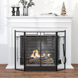 immagine-2-easycomfort-easycomfort-parascintille-camino-moderno-parafuoco-pieghevole-con-2-porte-in-metallo-nero