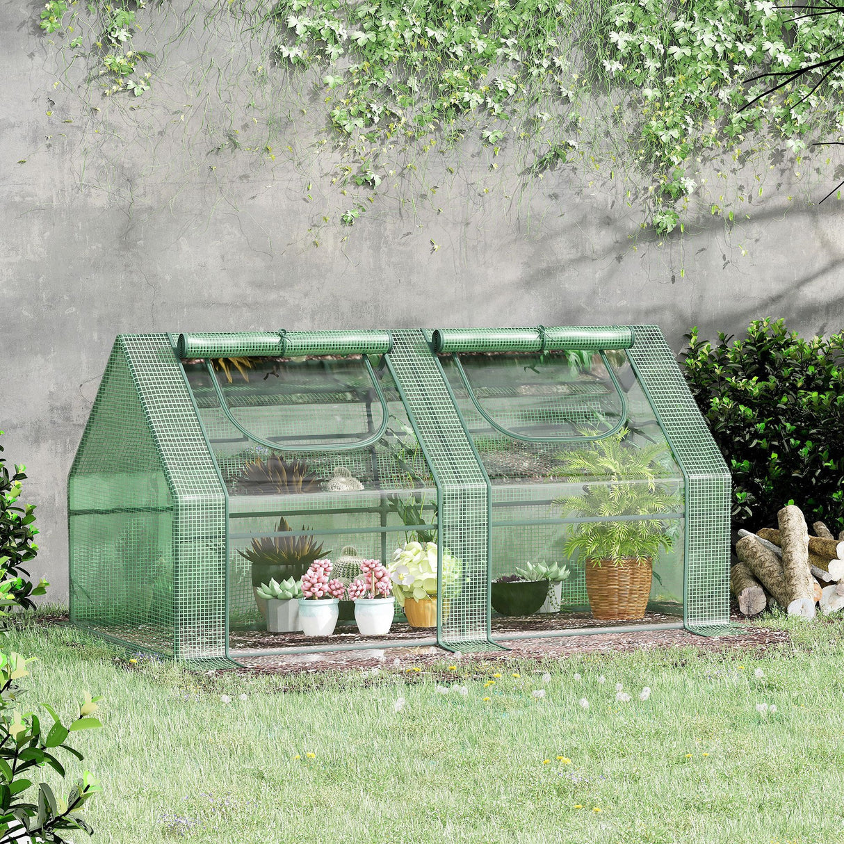 immagine-2-easycomfort-easycomfort-serra-per-piante-orto-con-2-coperture-in-pe-e-pvc-struttura-in-acciaio-verde-180x90x90cm