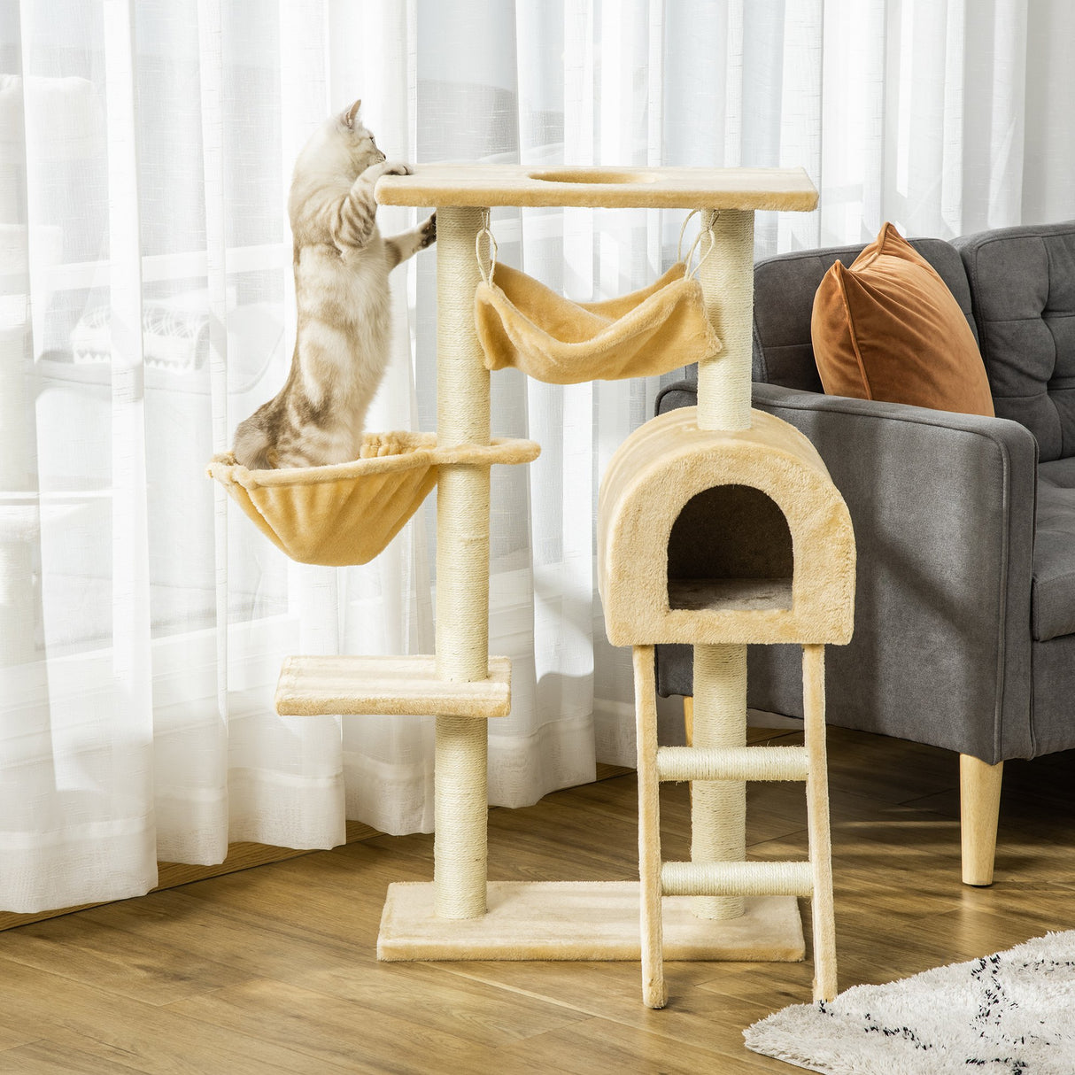 immagine-2-easycomfort-easycomfort-tiragraffi-per-gatti-multilivello-con-amaca-e-casetta-corde-in-sisal-naturale-5530100cm