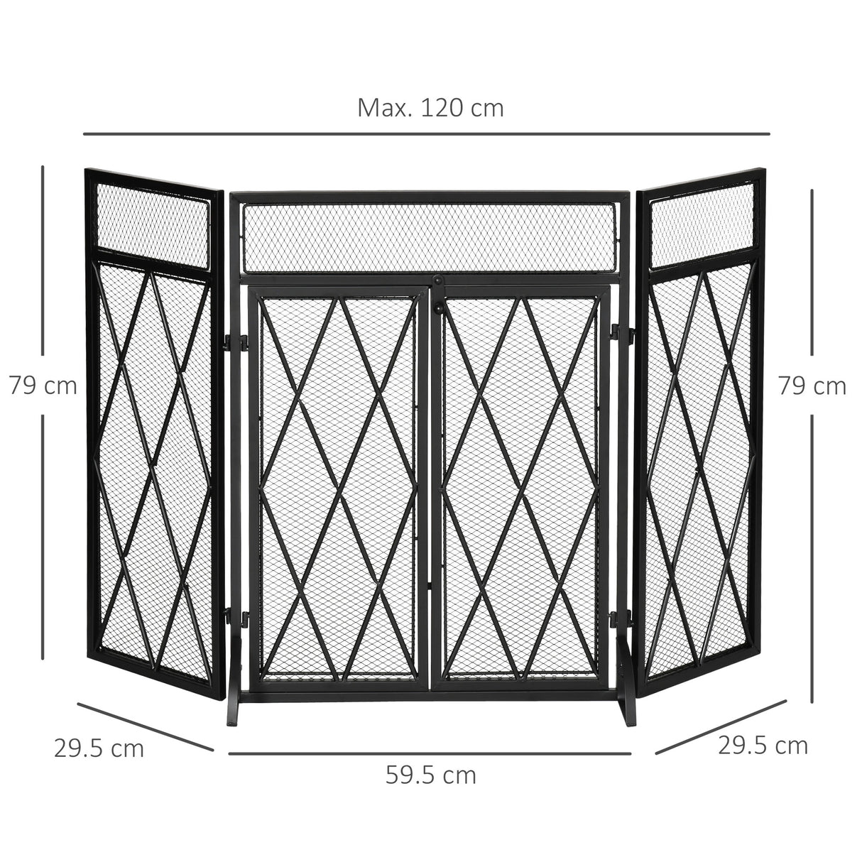immagine-3-easycomfort-easycomfort-parascintille-per-camino-in-metallo-con-3-pannelli-pieghevoli-e-2-porte-120x11-5x79cm-nero
