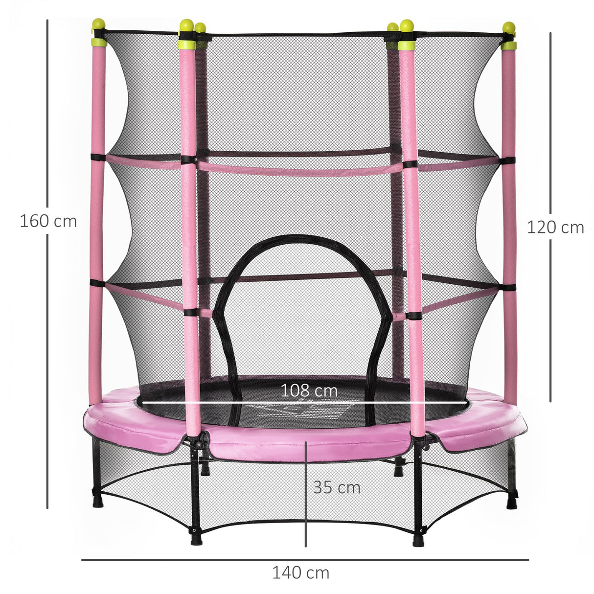 immagine-3-easycomfort-easycomfort-tappeto-elastico-per-bambini-3-6-anni-con-rete-bordo-imbottito-e-corde-elastiche-trampolino-da-giardino-140x158cm-rosanero