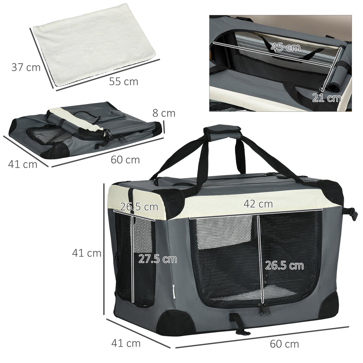 immagine-3-easycomfort-easycomfort-trasportino-per-cani-e-gatti-fino-4kg-pieghevole-con-3-aperture-e-cuscino-60x41x41cm-grigio