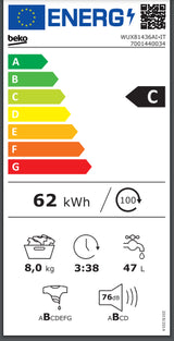 immagine-4-beko-lavatrice-a-carica-frontale-beko-8-kg-wux81436ai-it-steamcure-prosmart-inverter-1400-giri-classe-c-ean-8690842376498