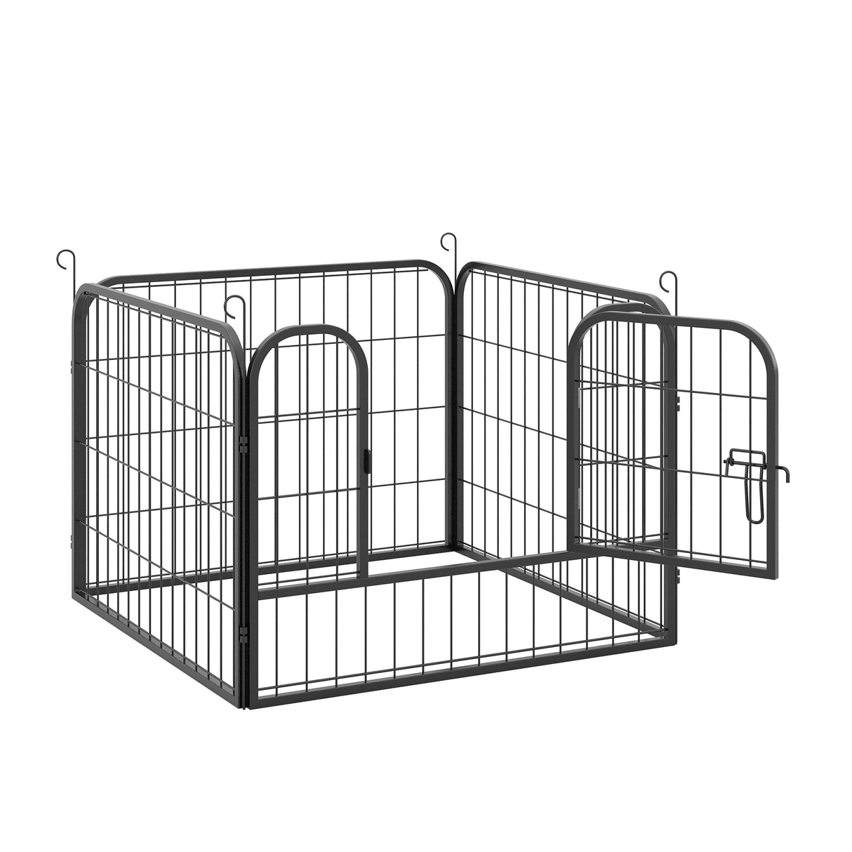 immagine-4-easycomfort-easycomfort-recinto-per-cani-pieghevole-per-interno-ed-esterno-porta-con-catenaccio-e-picchetti-di-fissaggio-82x82x60cm-grigio-scuro
