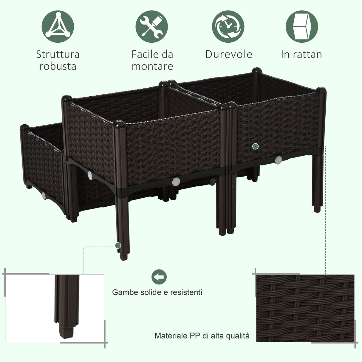 immagine-4-easycomfort-easycomfort-set-4-pezzi-fioriere-da-esterno-autoirriganti-rialzate-letto-da-giardino-rialzato-per-fiori-effetto-rattan-in-pp-marrone-ean-8054144131160
