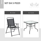 immagine-4-easycomfort-easycomfort-set-da-giardino-5-pezzi-con-4-sedie-pieghevoli-e-tavolo-in-metallo-e-vetro-temperato-nero
