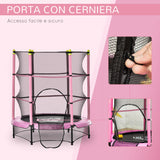 immagine-4-easycomfort-easycomfort-tappeto-elastico-per-bambini-3-6-anni-con-rete-bordo-imbottito-e-corde-elastiche-trampolino-da-giardino-140x158cm-rosanero