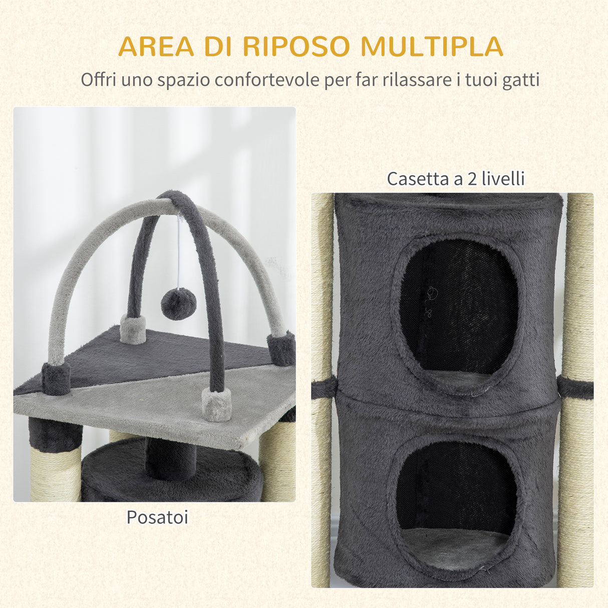 immagine-4-easycomfort-easycomfort-tiragraffi-per-gatti-max-5kg-con-casetta-lettino-e-pallina-da-gioco-in-truciolato-peluche-e-iuta-39x39x114-cm